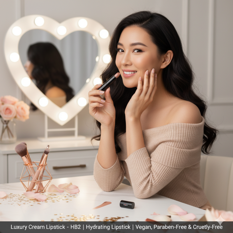 Luxury Cream Lipstick – Next to Nude – HB2 | Hydrating Nude Lipstick | Vegan, Paraben-Free & Cruelty-Free